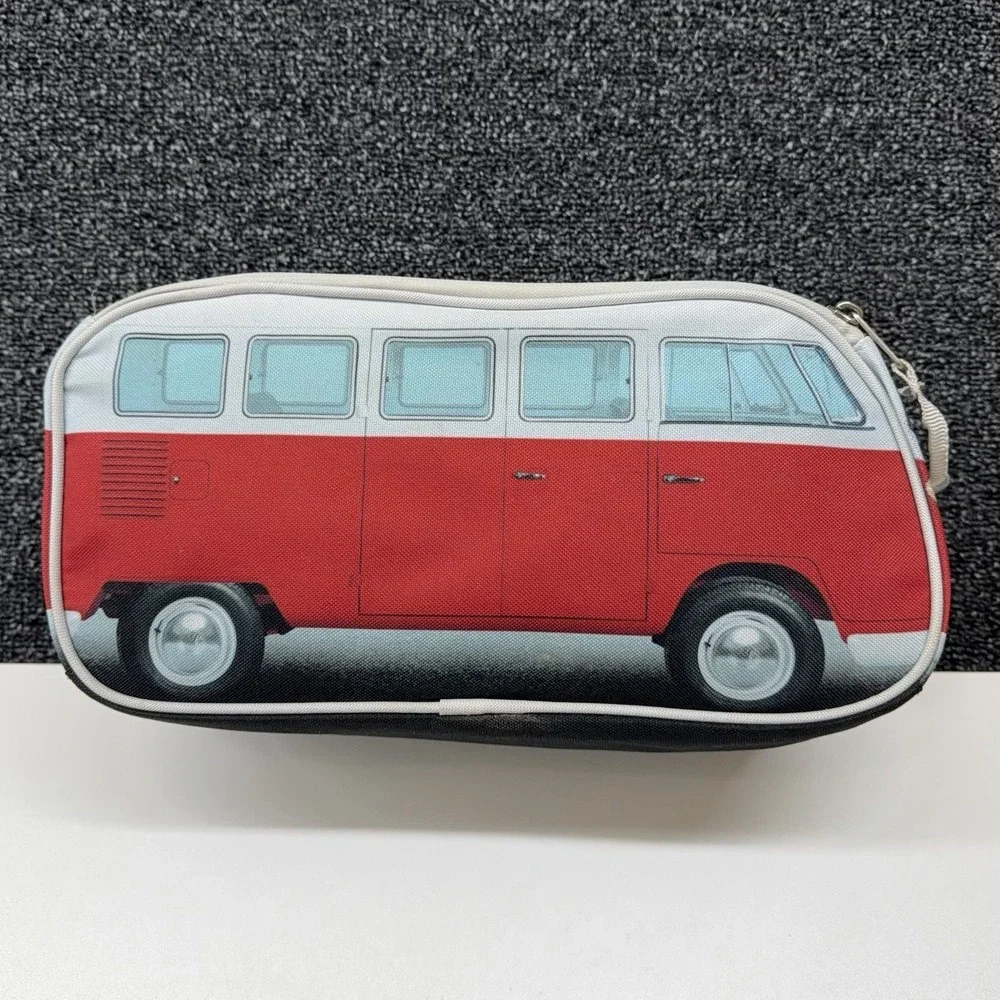 Volkswagen VW Bus Pencil Case Makeup Bags Red‎ White T1 1967 Zip Pouch 13in